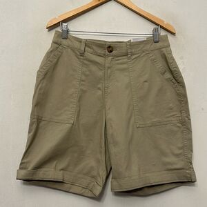 Style & Co mid rise roll tab khaki Bermuda shorts Size 10 New